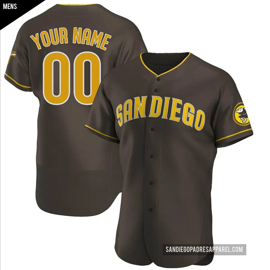 Men's San Diego Padres ＃00 Custom Authentic Brown Road Jersey