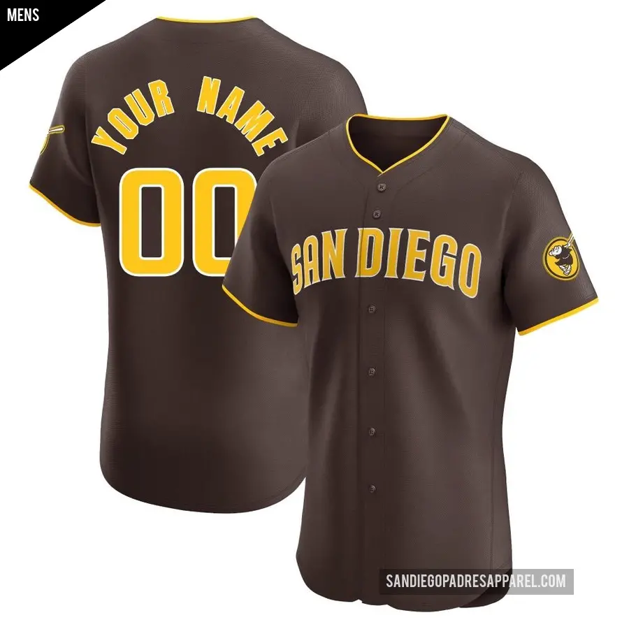 Men's San Diego Padres ＃00 Custom Elite Brown Road Vapor Premier Jersey