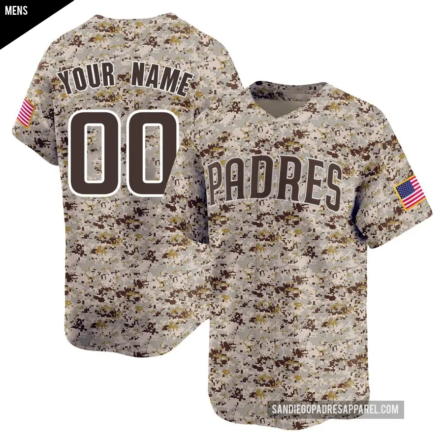 Men's San Diego Padres ＃00 Custom Limited Camo 2nd Alternate Jersey