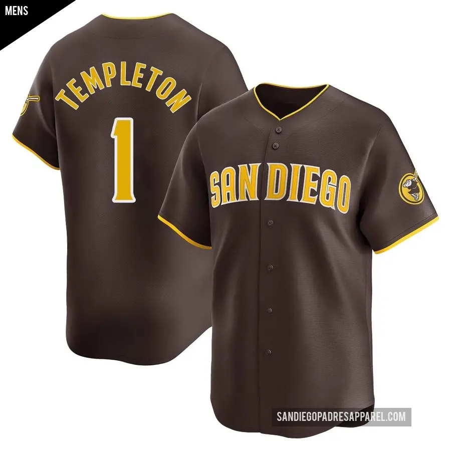 Men's San Diego Padres ＃1 Garry Templeton Limited Brown Away Jersey