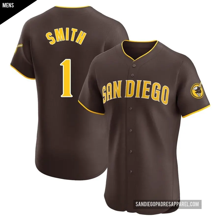 Men's San Diego Padres ＃1 Ozzie Smith Elite Brown Road Vapor Premier Jersey