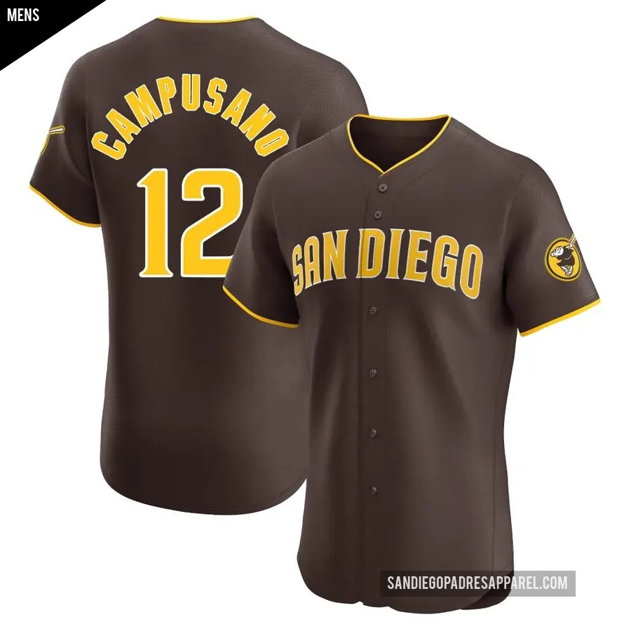 Men's San Diego Padres ＃12 Luis Campusano Elite Brown Road Vapor Premier Jersey