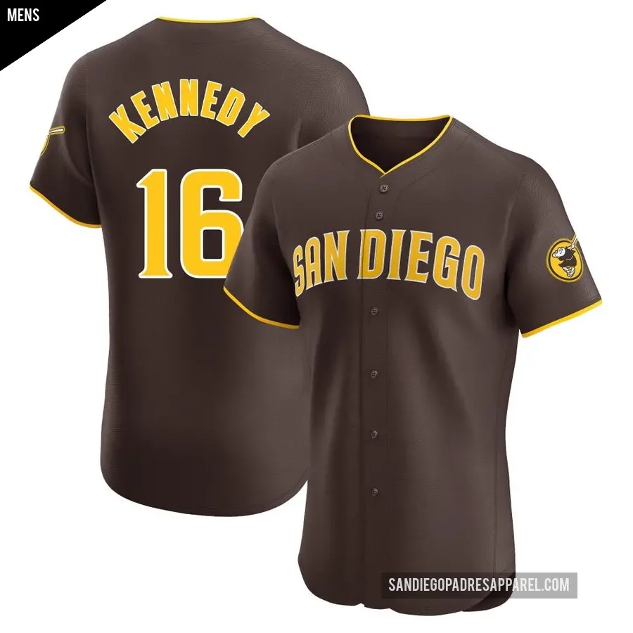 Men's San Diego Padres ＃16 Terry Kennedy Elite Brown Road Vapor Premier Jersey