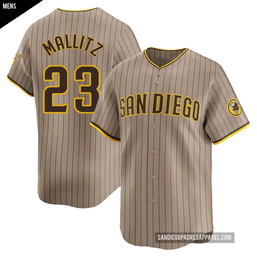 Men's San Diego Padres ＃23 Josh Mallitz Limited Tan Alternate Jersey