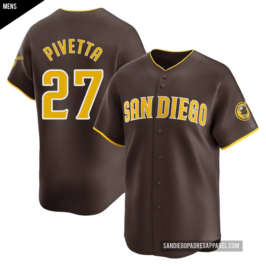 Men's San Diego Padres ＃27 Nick Pivetta Limited Brown Away Jersey