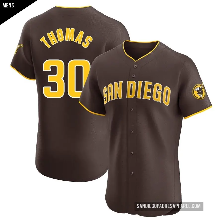 Men's San Diego Padres ＃30 Derrel Thomas Elite Brown Road Vapor Premier Jersey