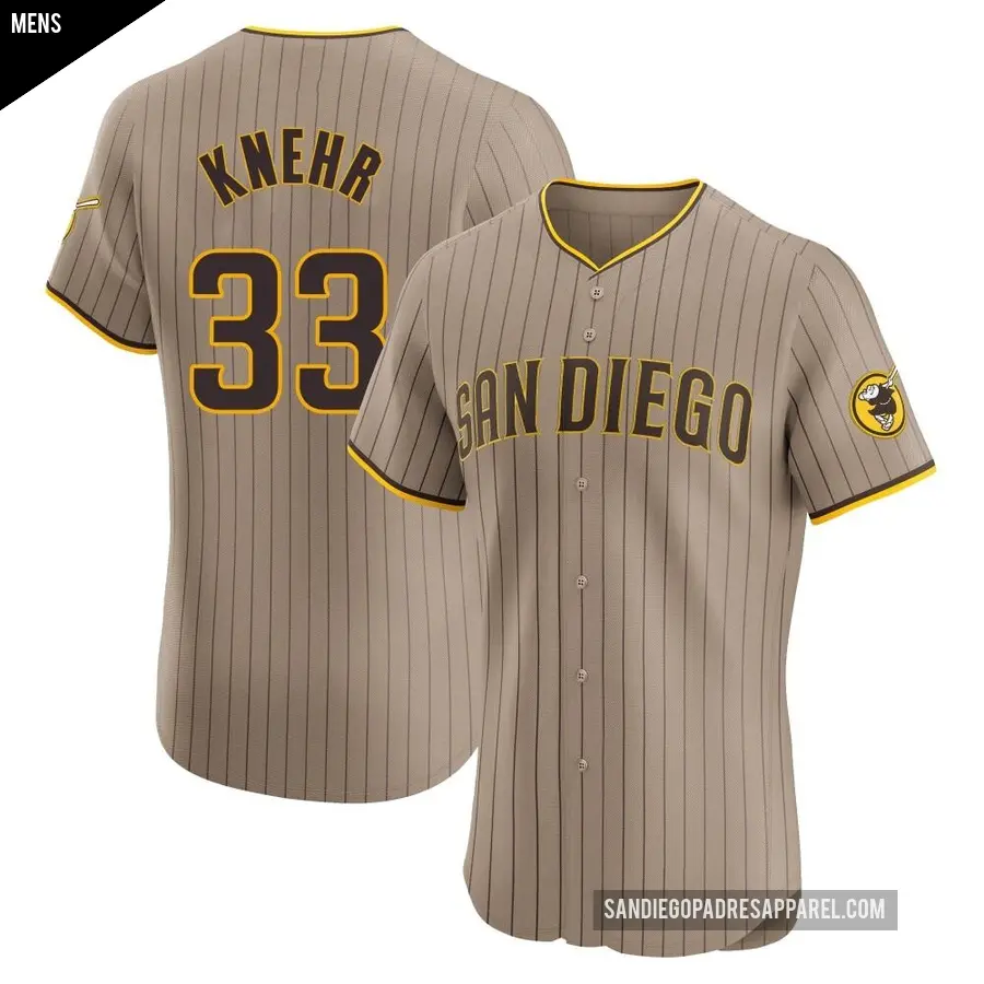 Men's San Diego Padres ＃33 Reiss Knehr Elite Brown Alternate Jersey