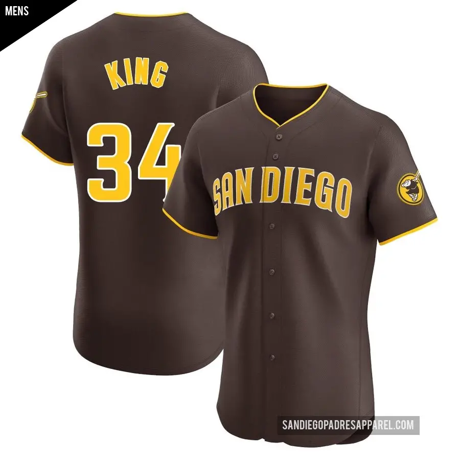 Men's San Diego Padres ＃34 Michael King Elite Brown Road Vapor Premier Jersey