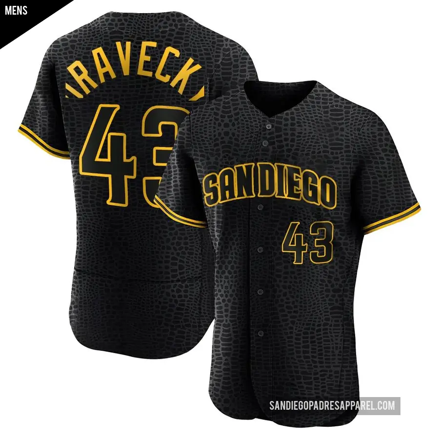 Men's San Diego Padres ＃43 Dave Dravecky Authentic Black Snake Skin City Jersey