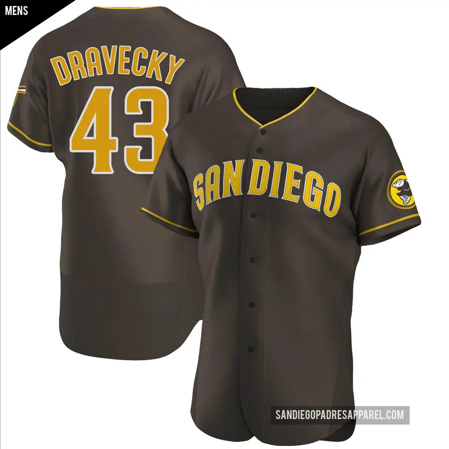 Men's San Diego Padres ＃43 Dave Dravecky Authentic Brown Road Jersey