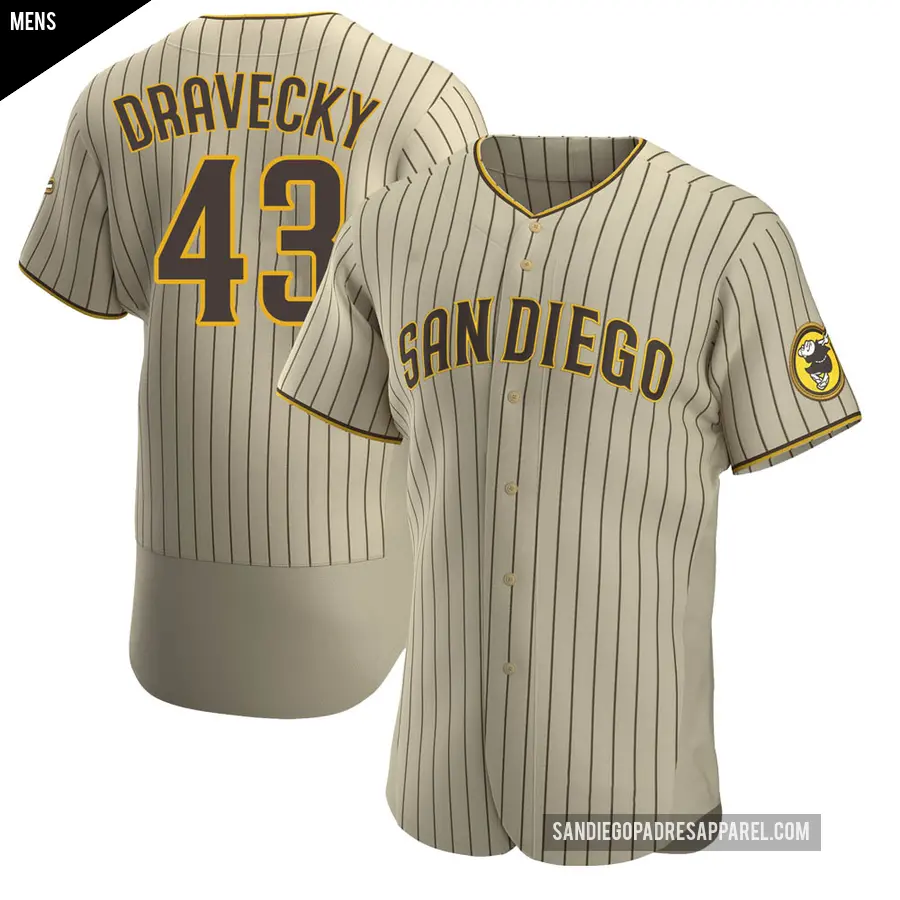 Men's San Diego Padres ＃43 Dave Dravecky Authentic Brown Tan/ Alternate Jersey
