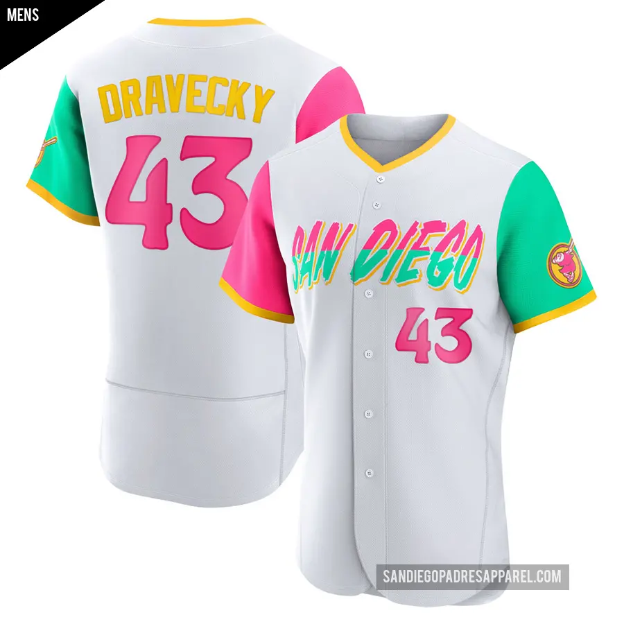 Men's San Diego Padres ＃43 Dave Dravecky Authentic White 2022 City Connect Jersey