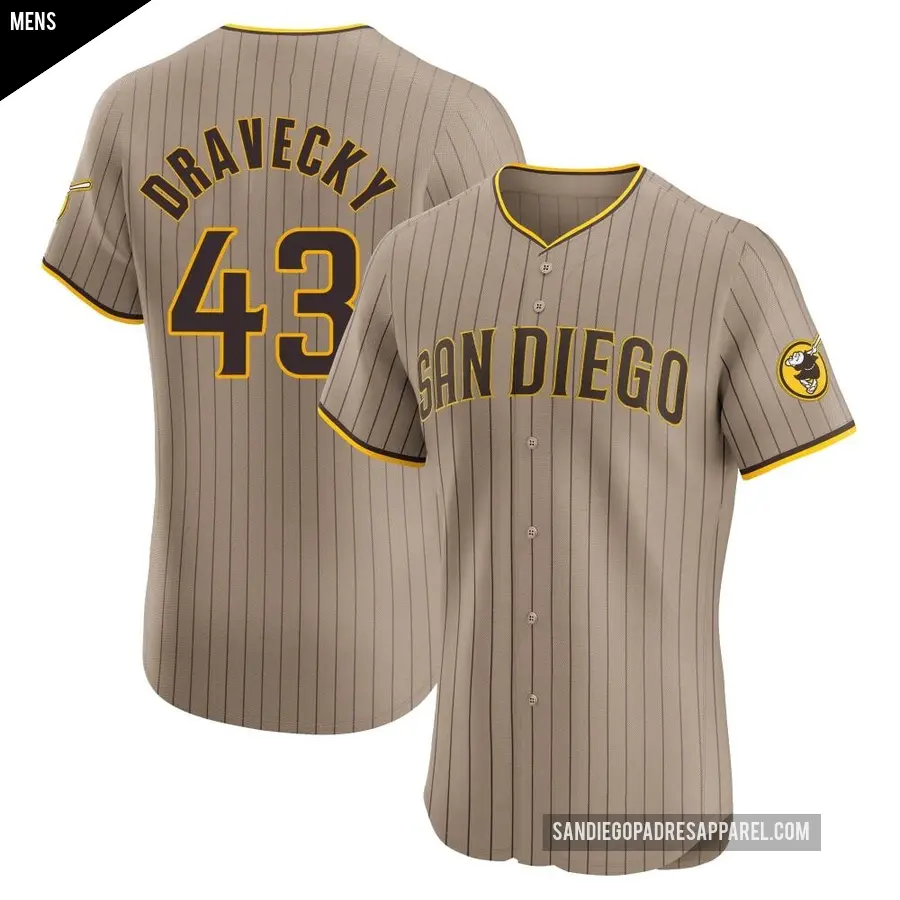 Men's San Diego Padres ＃43 Dave Dravecky Elite Brown Alternate Jersey