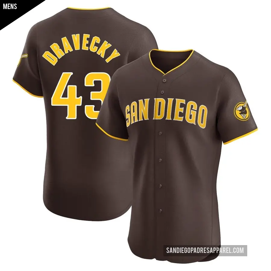 Men's San Diego Padres ＃43 Dave Dravecky Elite Brown Road Vapor Premier Jersey