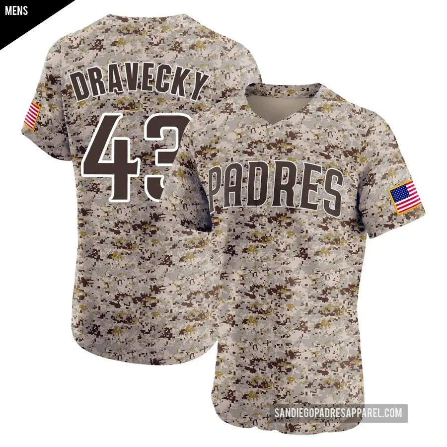 Men's San Diego Padres ＃43 Dave Dravecky Elite Camo Alternate Vapor Premier Jersey