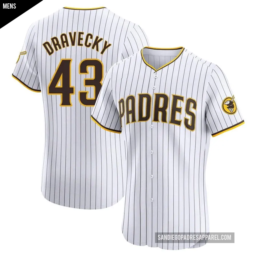 Men's San Diego Padres ＃43 Dave Dravecky Elite White Home Jersey