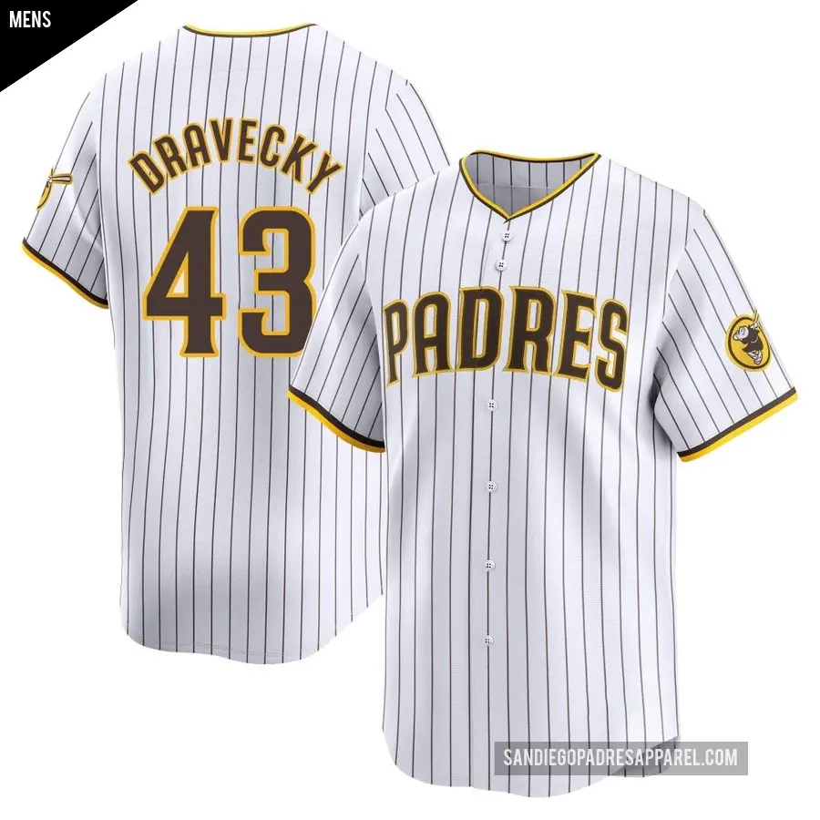 Men's San Diego Padres ＃43 Dave Dravecky Limited White Home Jersey