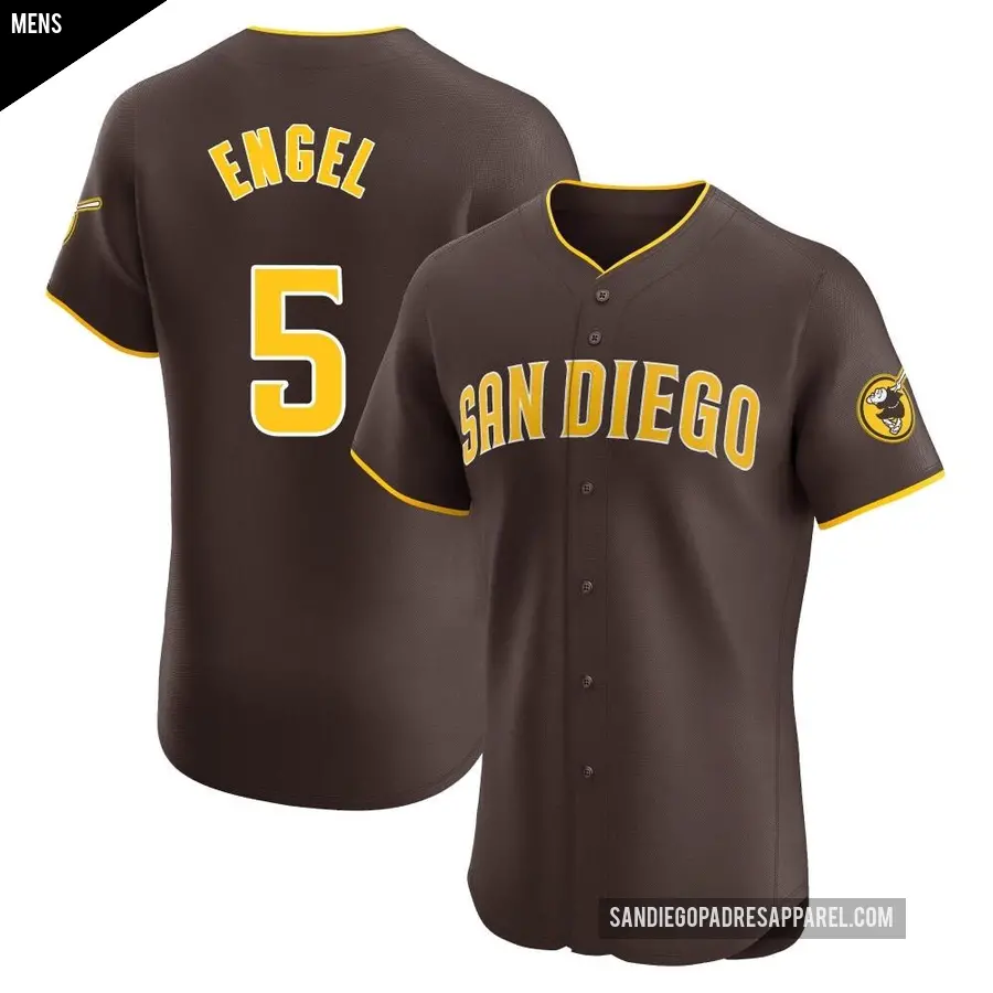 Men's San Diego Padres ＃5 Adam Engel Elite Brown Road Vapor Premier Jersey