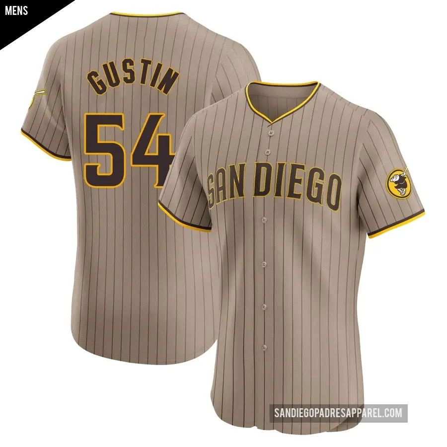 Men's San Diego Padres ＃54 Harry Gustin Elite Brown Alternate Jersey