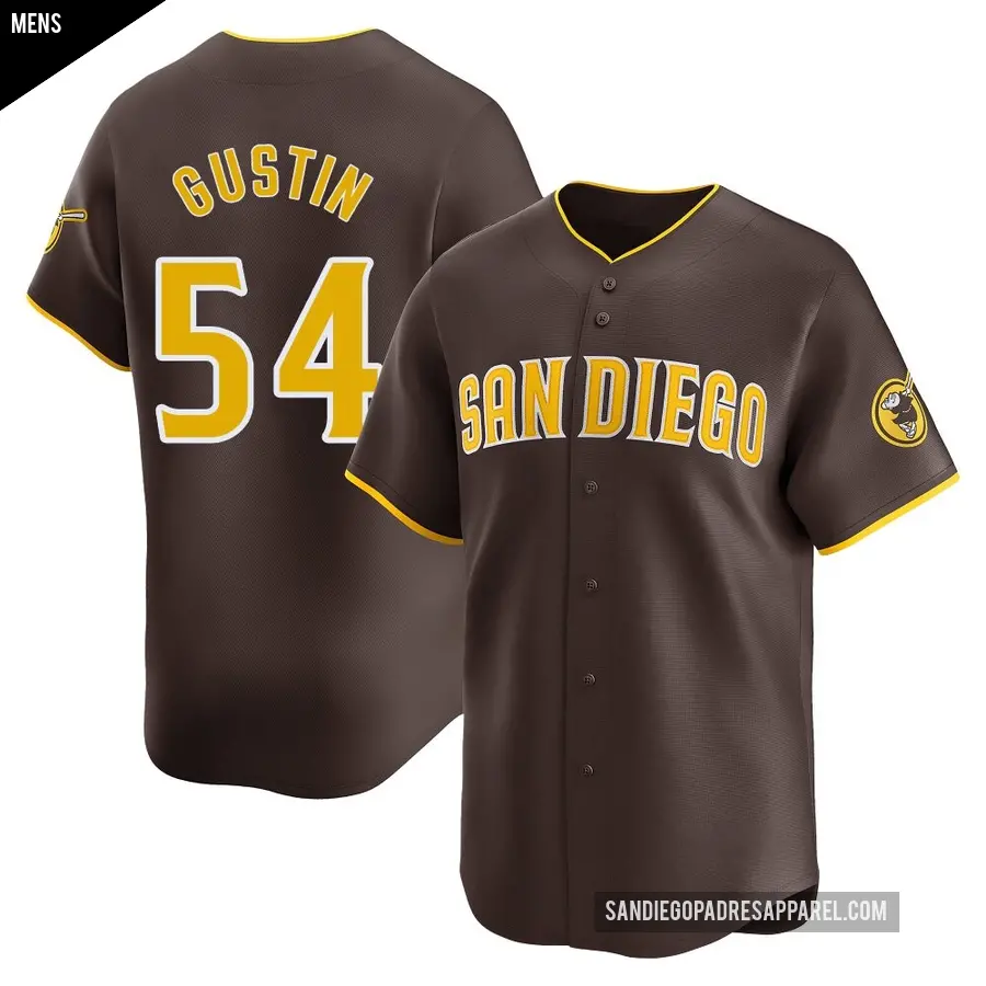 Men's San Diego Padres ＃54 Harry Gustin Limited Brown Away Jersey