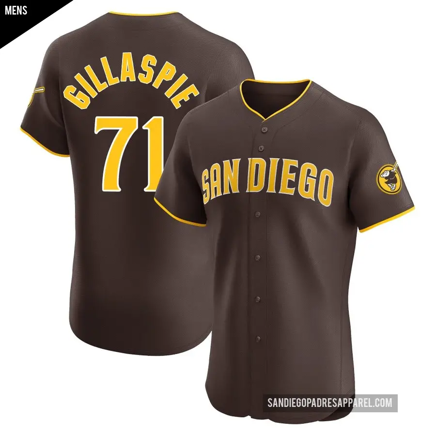 Men's San Diego Padres ＃71 Logan Gillaspie Elite Brown Road Vapor Premier Jersey