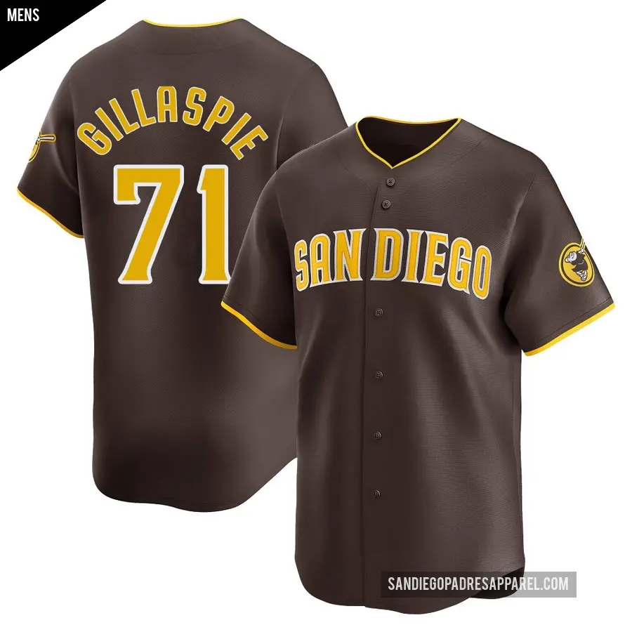 Men's San Diego Padres ＃71 Logan Gillaspie Limited Brown Away Jersey