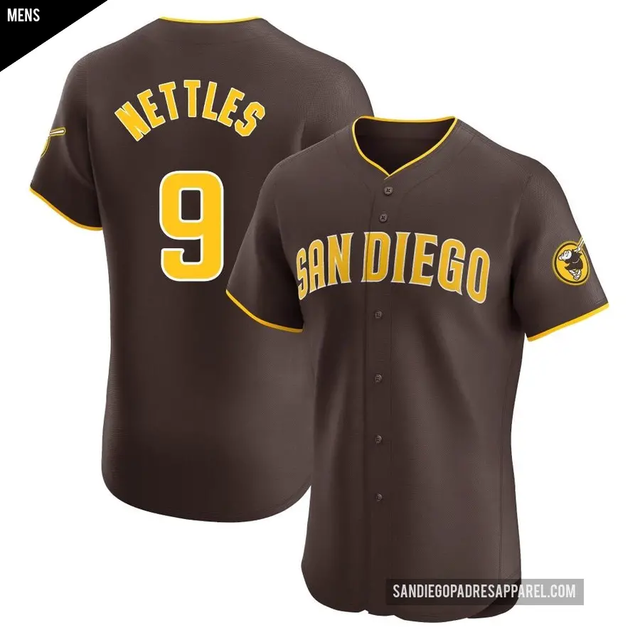 Men's San Diego Padres ＃9 Graig Nettles Elite Brown Road Vapor Premier Jersey
