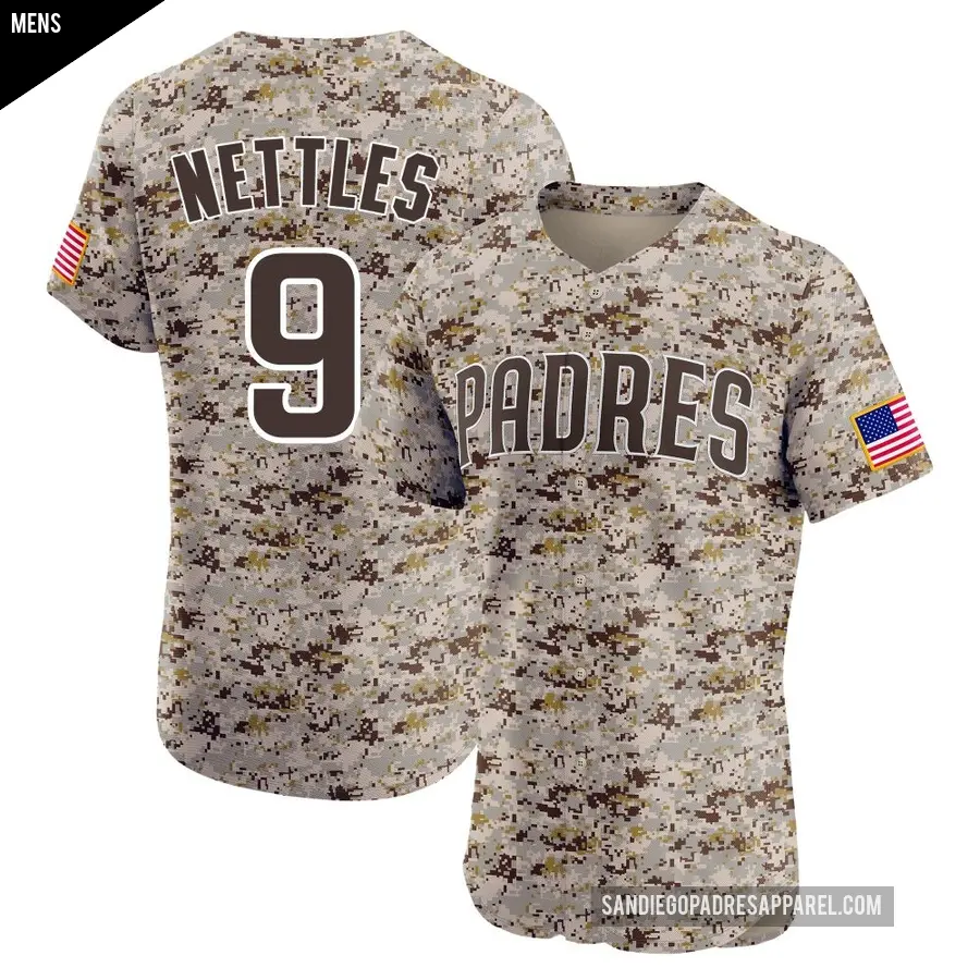 Men's San Diego Padres ＃9 Graig Nettles Elite Camo Alternate Vapor Premier Jersey
