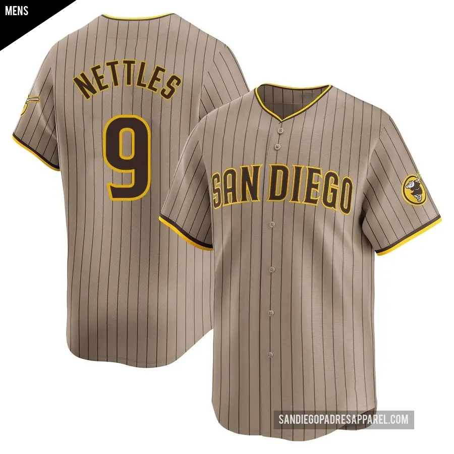 Men's San Diego Padres ＃9 Graig Nettles Limited Tan Alternate Jersey