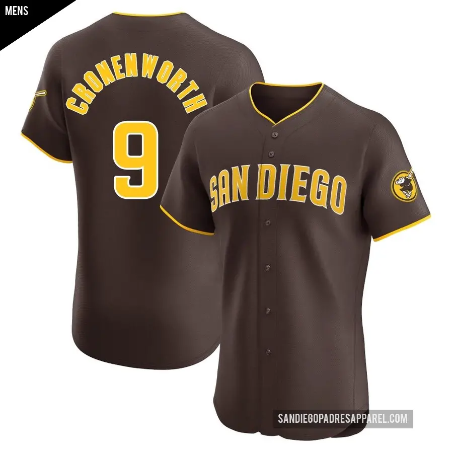 Men's San Diego Padres ＃9 Jake Cronenworth Elite Brown Road Vapor Premier Jersey