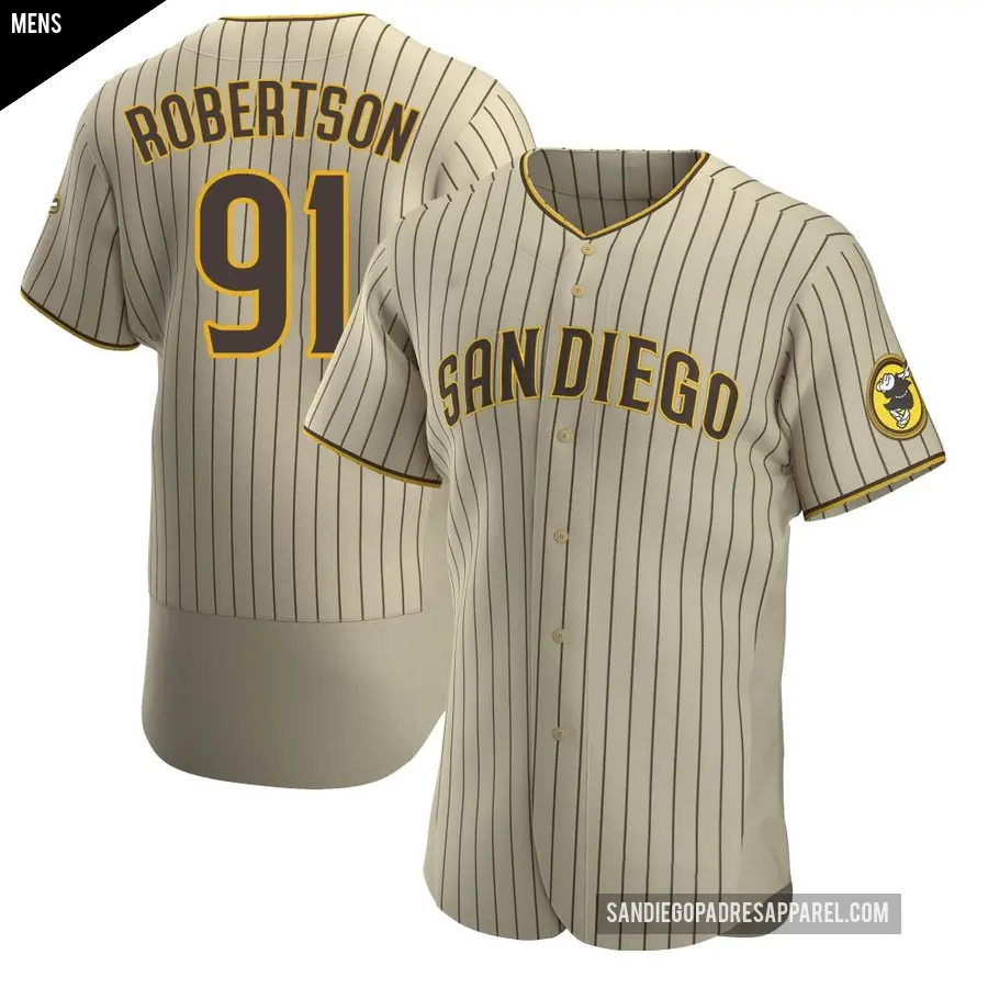 Men's San Diego Padres ＃91 Tyler Robertson Authentic Brown Tan/ Alternate Jersey