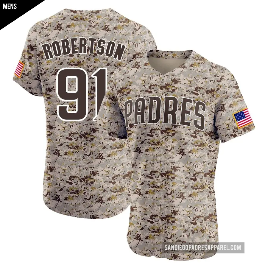 Men's San Diego Padres ＃91 Tyler Robertson Elite Camo Alternate Vapor Premier Jersey