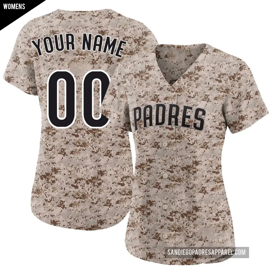 Women's San Diego Padres ＃00 Custom Limited Camo 2nd Alternate Jersey