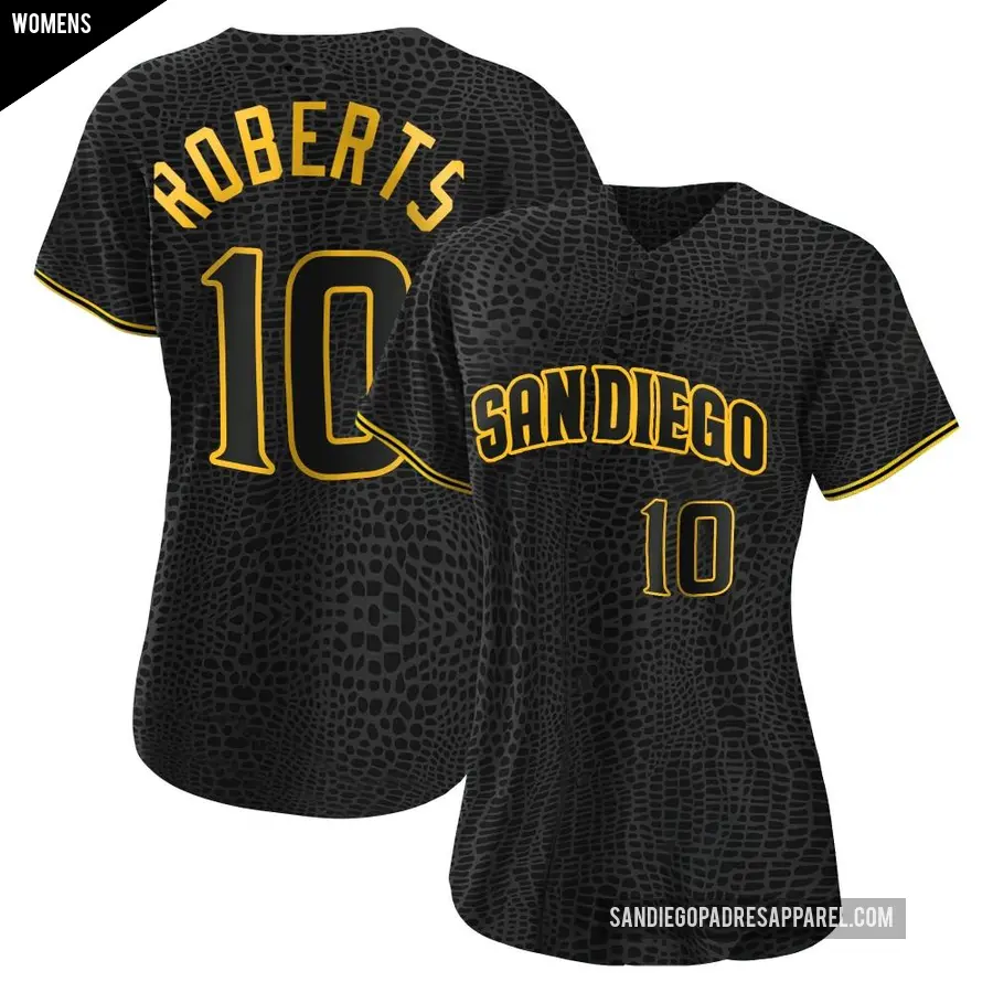 Women's San Diego Padres ＃10 Bip Roberts Authentic Black Snake Skin City Jersey