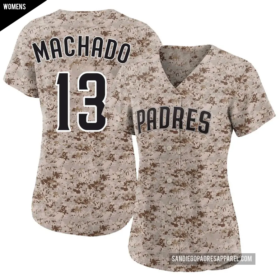 Women's San Diego Padres ＃13 Manny Machado Limited Camo 2nd Alternate Jersey