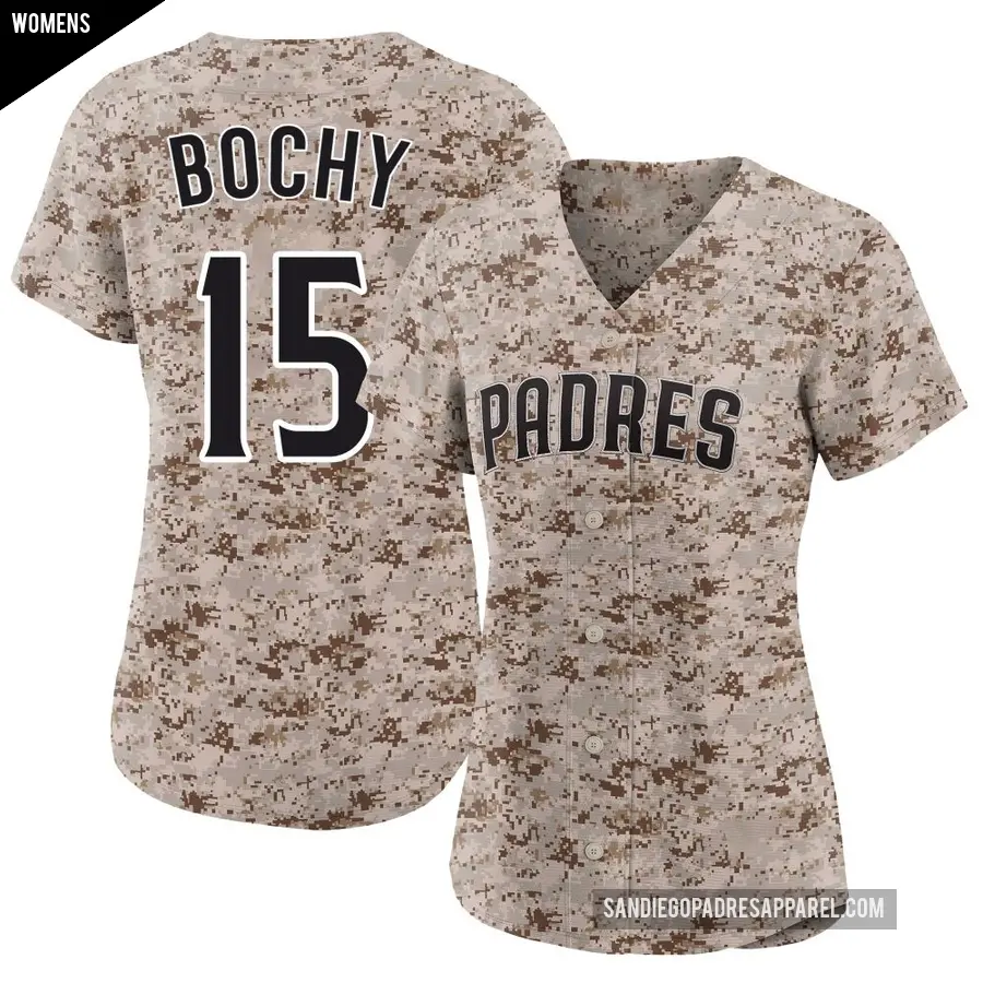 Women's San Diego Padres ＃15 Bruce Bochy Limited Camo 2nd Alternate Jersey