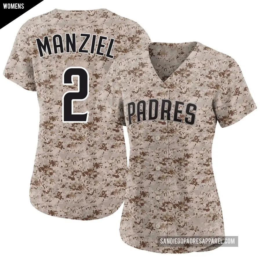 Women's San Diego Padres ＃2 Johnny Manziel Limited Camo 2nd Alternate Jersey