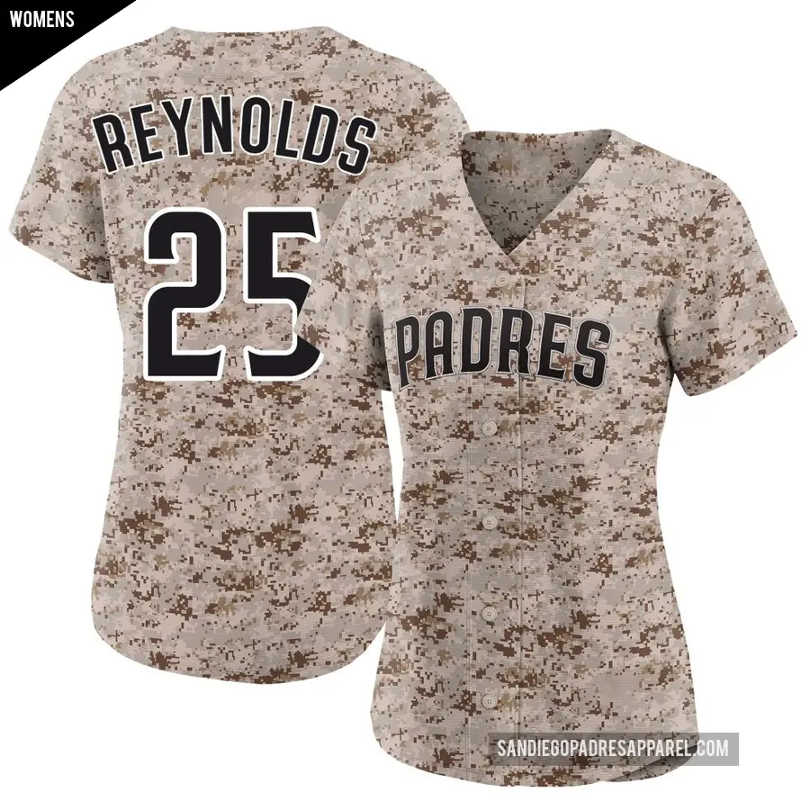 Women's San Diego Padres ＃25 Sean Reynolds Limited Camo 2nd Alternate Jersey
