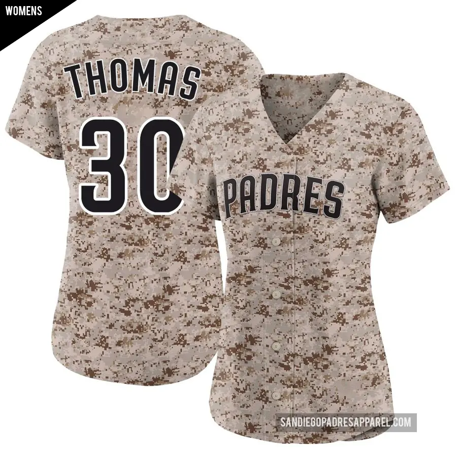 Women's San Diego Padres ＃30 Derrel Thomas Limited Camo 2nd Alternate Jersey