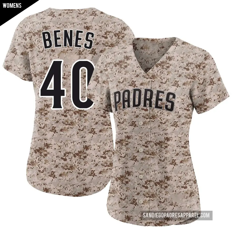 Women's San Diego Padres ＃40 Andy Benes Limited Camo 2nd Alternate Jersey