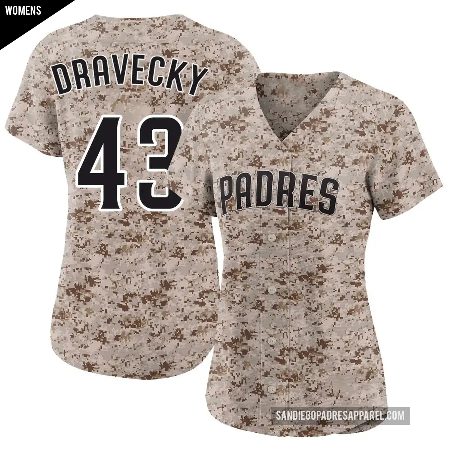 Women's San Diego Padres ＃43 Dave Dravecky Limited Camo 2nd Alternate Jersey