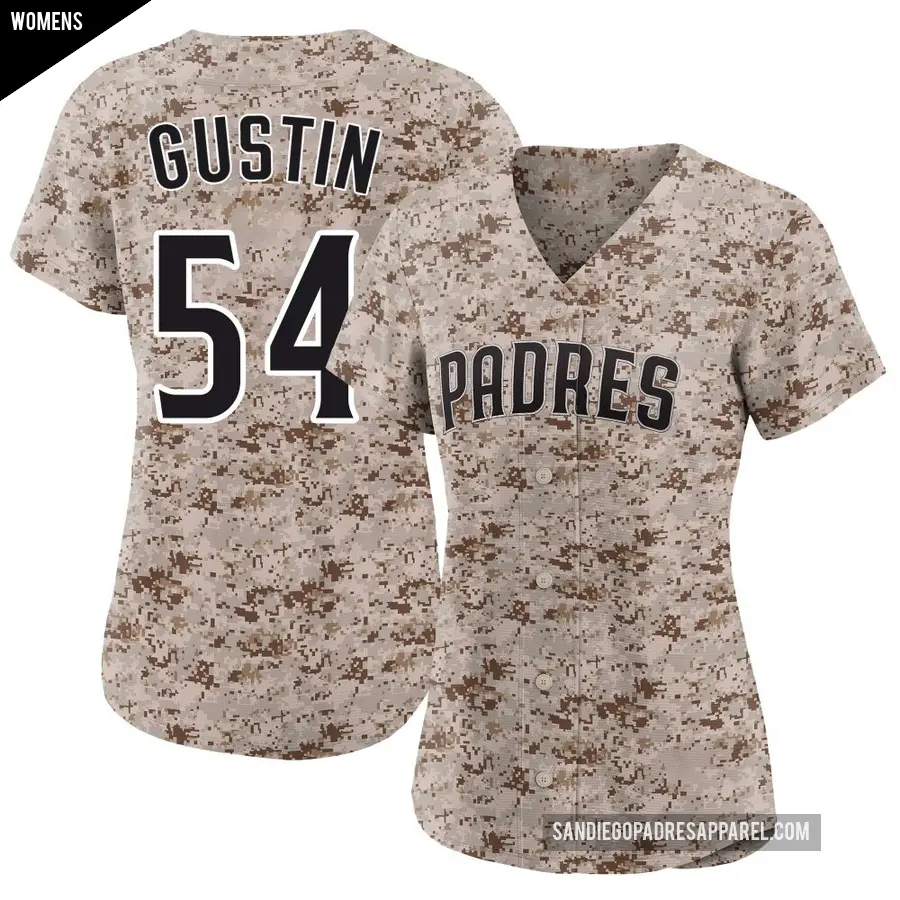 Women's San Diego Padres ＃54 Harry Gustin Limited Camo 2nd Alternate Jersey