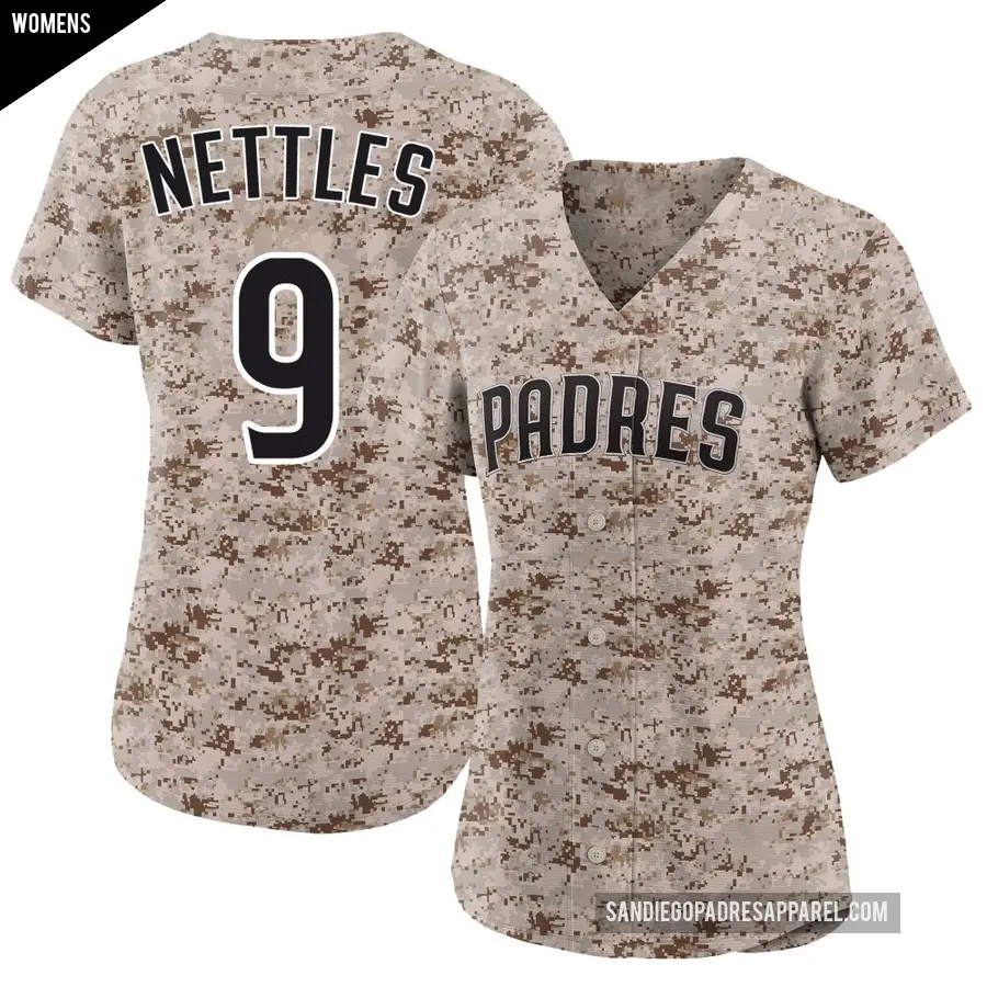 Women's San Diego Padres ＃9 Graig Nettles Limited Camo 2nd Alternate Jersey