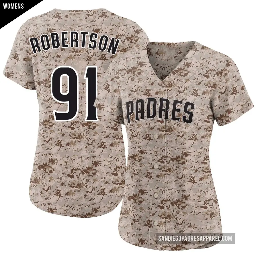 Women's San Diego Padres ＃91 Tyler Robertson Limited Camo 2nd Alternate Jersey