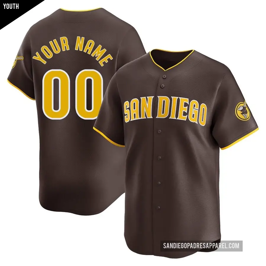Youth San Diego Padres ＃00 Custom Limited Brown Away Jersey