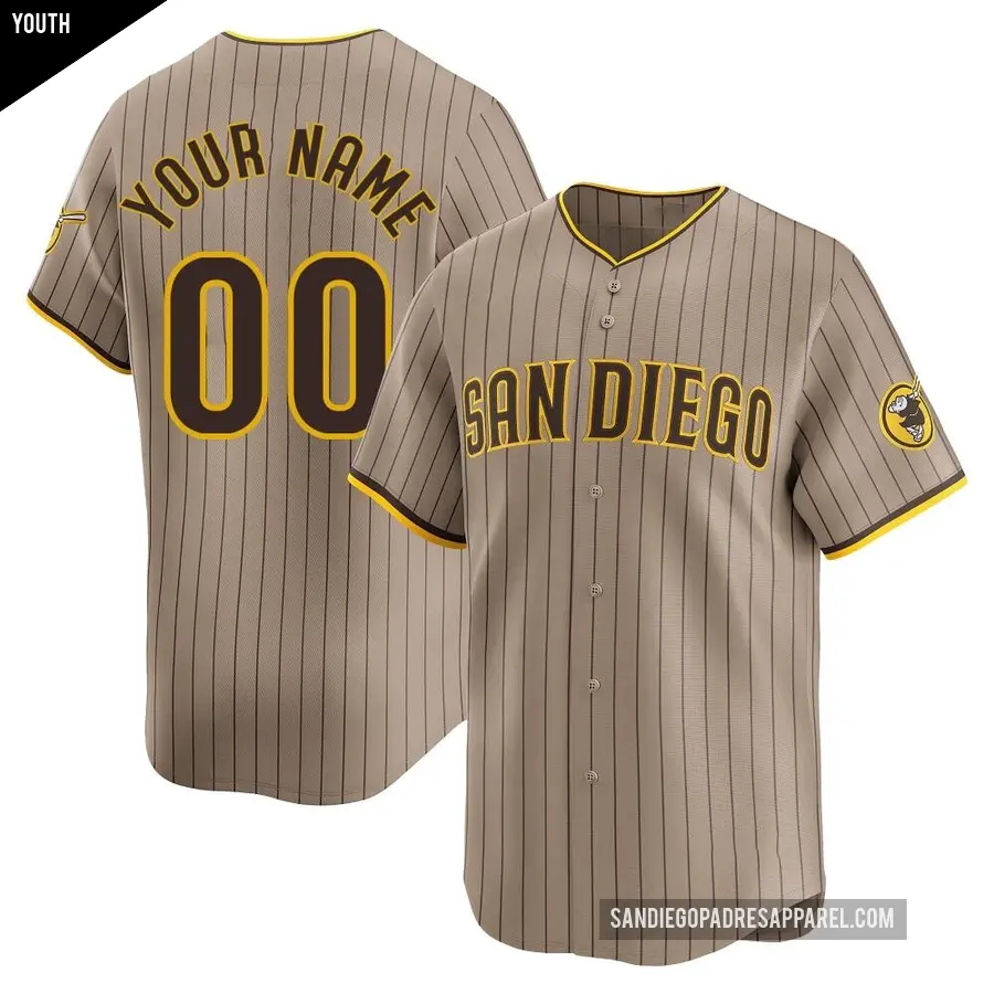 Youth San Diego Padres ＃00 Custom Limited Tan Alternate Jersey