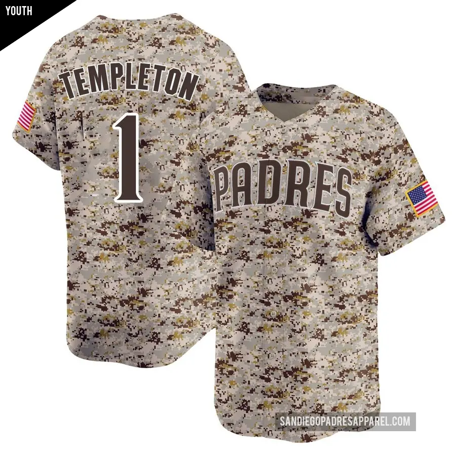 Youth San Diego Padres ＃1 Garry Templeton Limited Camo 2nd Alternate Jersey