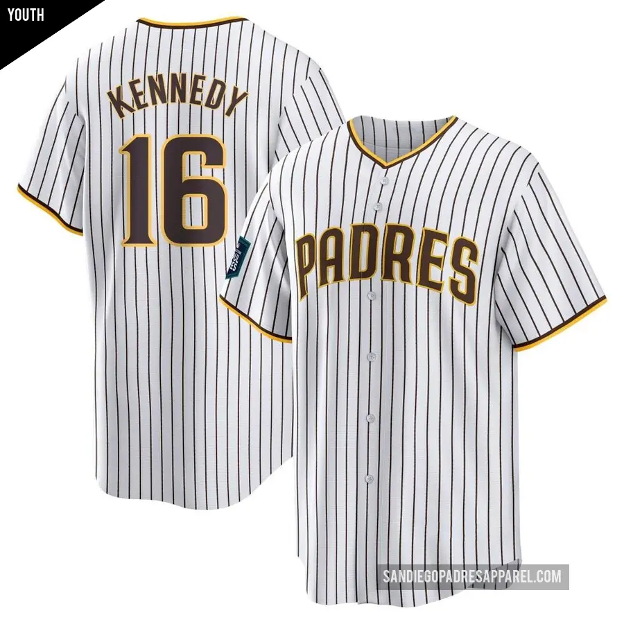 Youth San Diego Padres ＃16 Terry Kennedy Replica White 2024 World Tour Seoul Series Home Jersey