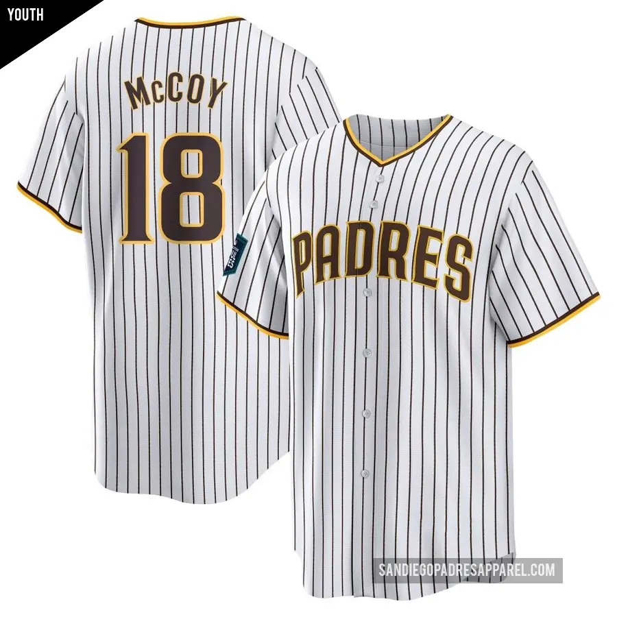 Youth San Diego Padres ＃18 Mason McCoy Replica White 2024 World Tour Seoul Series Home Jersey