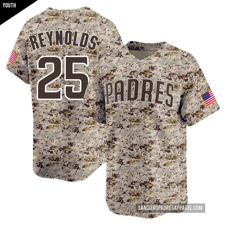Youth San Diego Padres ＃25 Sean Reynolds Limited Camo 2nd Alternate Jersey
